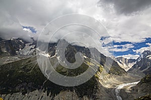 Beautiful glacier valley in the Alps in summer