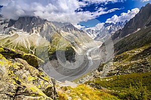 Beautiful glacier valley in the Alps in summer