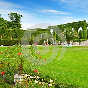 Beautiful glade in the park of Schwetzingen, Germany.