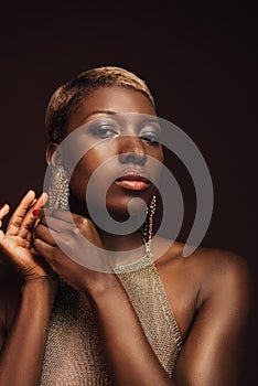 Beautiful glamor african american woman with earrings