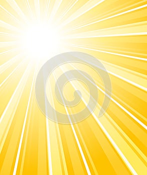 Beautiful glaring sunburst. Vertical background.