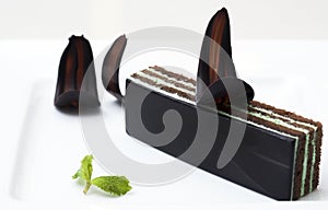 Beautiful glass with chocklate dessert food item