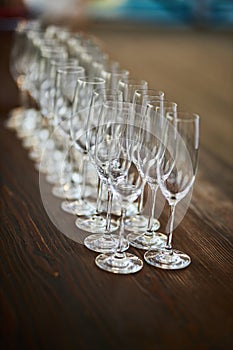 Beautiful glass goblets. glasses for wine.
