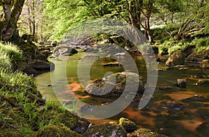 Beautiful glencree river flowing through magical landscape photo