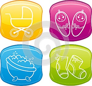 Beautiful glossy buttons - Baby icons.