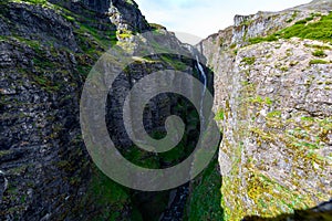 Beautiful Glymur waterfall in Iceland