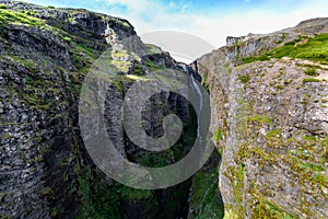 Beautiful Glymur waterfall in Iceland