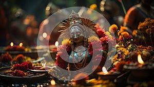 beautiful goddess sculptue of Onam festival celebrating minimal objects photo