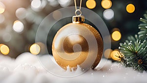 Beautiful gold christmas bauble with copy space