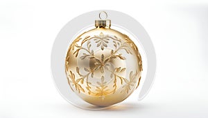 Beautiful gold christmas bauble isolated with copy space