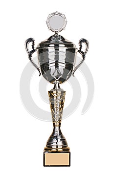 Beautiful gold cup on isolated background for the first place