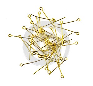 Beautiful gold hairpins, stars, various hair decorations isolated on a white background
