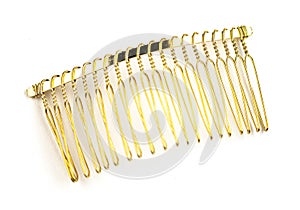 Beautiful gold hairpins, stars, various hair decorations isolated on a white background