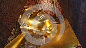 Beautiful Gold Image Buddha Posture Sleep Of Thailand