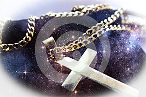 Beautiful Gold Jesus Christ Cross With Star Clusters