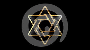 beautiful gold magen david isolated - object 3D rendering