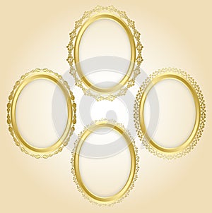 Beautiful gold oval decorative frames - set - eps