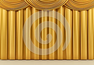 Beautiful gold stage curtain. 3d render