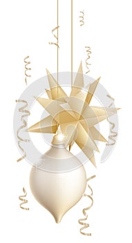 Beautiful gold and white Christmas baubles