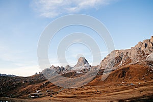 Beautiful golden autumn in the mountains. natural background. Dolomites Alps, Italy. autumn landscape