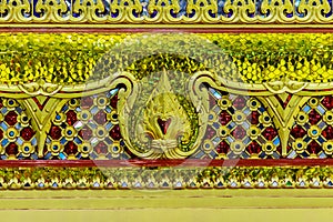 Beautiful golden base of the movable throne in Thai's style patt