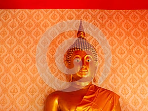 Beautiful golden buddha statue in temple, peaceful place