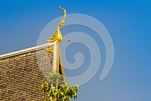 Beautiful golden buddhist church in Lanna-style ordination hall enshrines at Wat Chiang Man or Wat Chiang Mun, the oldest temple i