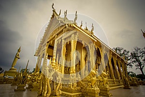Beautiful golden chapel of Wat Paknam Jolo,Bangkhla,Chachoengsao Province,Thailand
