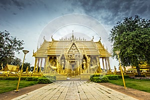 Beautiful golden chapel of Wat Paknam Jolo,Bangkhla,Chachoengsao Province,Thailand