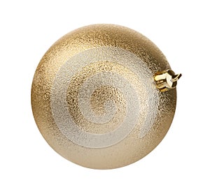 Beautiful golden Christmas ball isolated on white