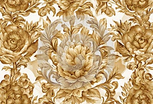 Beautiful golden color florals on white background Generative AI