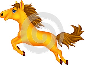 Beautiful golden horse cartoon running