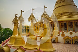 Beautiful golden pagodas in the center of Vipasana practice