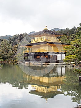 Beautiful golden pavilion at Kinkakuji temple