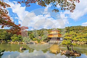 Beautiful golden pavillion Kinkakuji temple at Kyoto