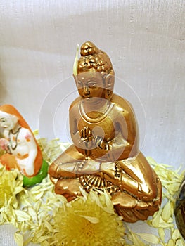 Beautiful Golden Peace Buddha Statue navratri festivel celebration photo