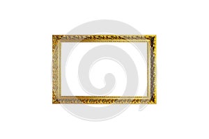 beautiful golden picture frame isolated on white background