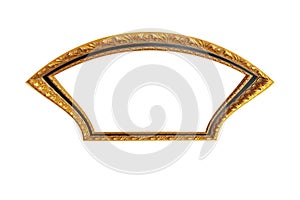 beautiful golden picture frame isolated on white background