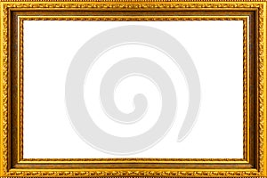 beautiful golden picture frame isolated on white background