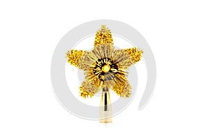 Beautiful Golden star shaped Christmas ornament isolated on whit