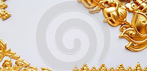 Beautiful golden Thai pattern style on a white wallpaper for background