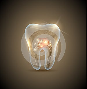 Beautiful golden transparent tooth
