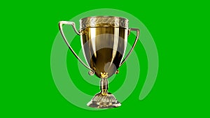 beautiful goldish 1st place prize chalice on chroma key screen , isolated - object 3D rendering