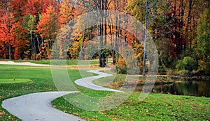 Beautiful Golf Course in Fall photo