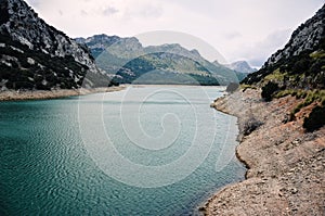 Beautiful Gorg Blau lake in Serra de Tramuntana mountains in Majorca, Spain, Europe