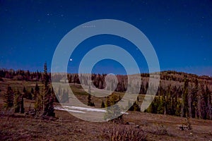 Beautiful gorgeous view of stars over Bryce Canyon National Park