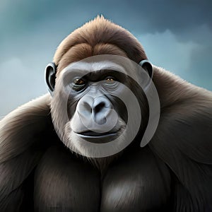 Beautiful gorilla looking at the viewer - ai generated image