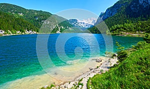 Beautiful Gosausee lake landscape with Dachstein mountains in Austrian Alps. Salzkammergut region.