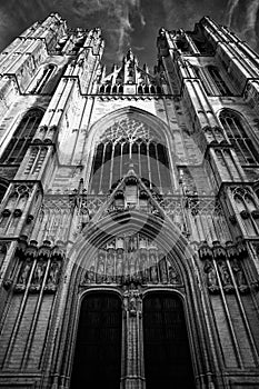 Beautiful Gothic cathedral from Bruxelles Brusels