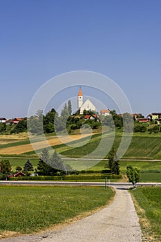 Beautiful Gothic church in small town in Slovenia